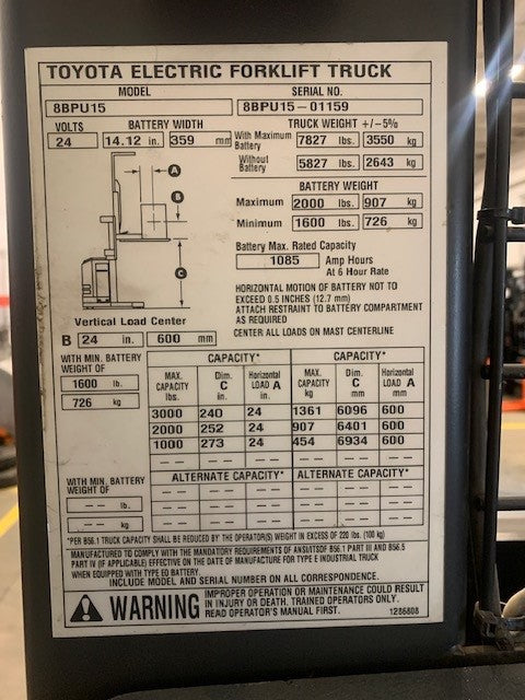 Used forklift for sale in Boucherville | 2019 TOYOTA 3,000 LB Electric Order Picker | Model: 8BPU15273