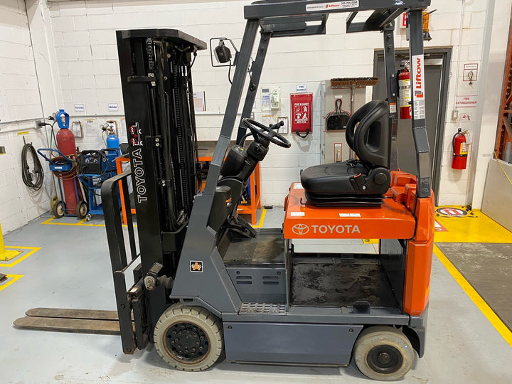 Used forklift for sale in Barrie | 2014 TOYOTA 3,500 LB Electric Cushion Forklift | Model: 7FBCU18
