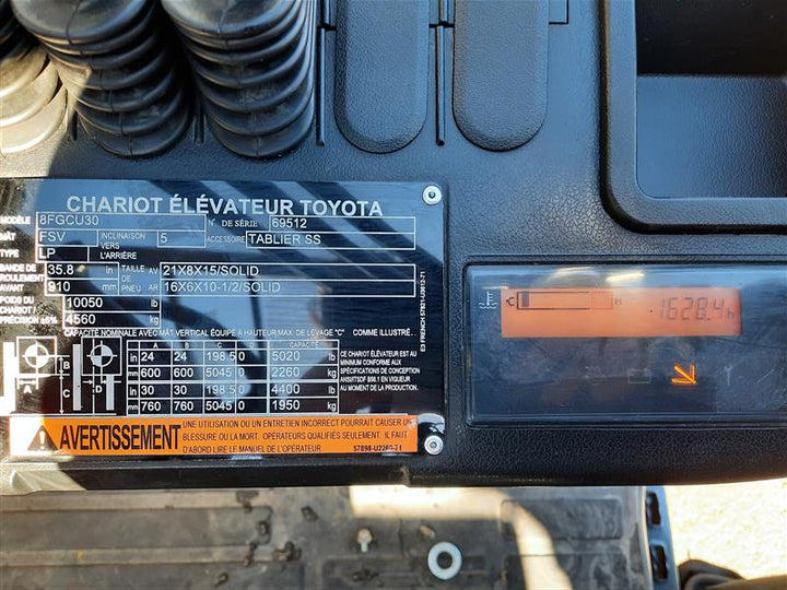 Used forklift for sale in Quebec | 2019 TOYOTA 6,000 LB IC Cushion Forklift | Model: 8FGCU30