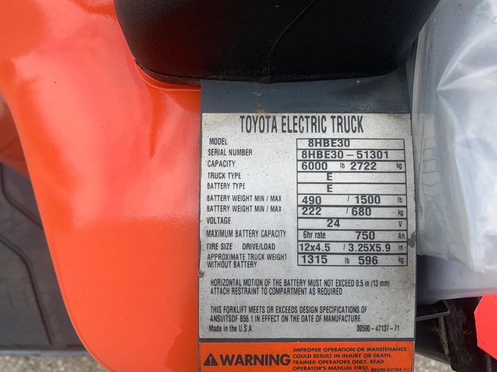 Used forklift for sale in Toronto | 2020 TOYOTA 6,000 LB Electric Walkie Rider Pallet Truck | Model: 8HBE30