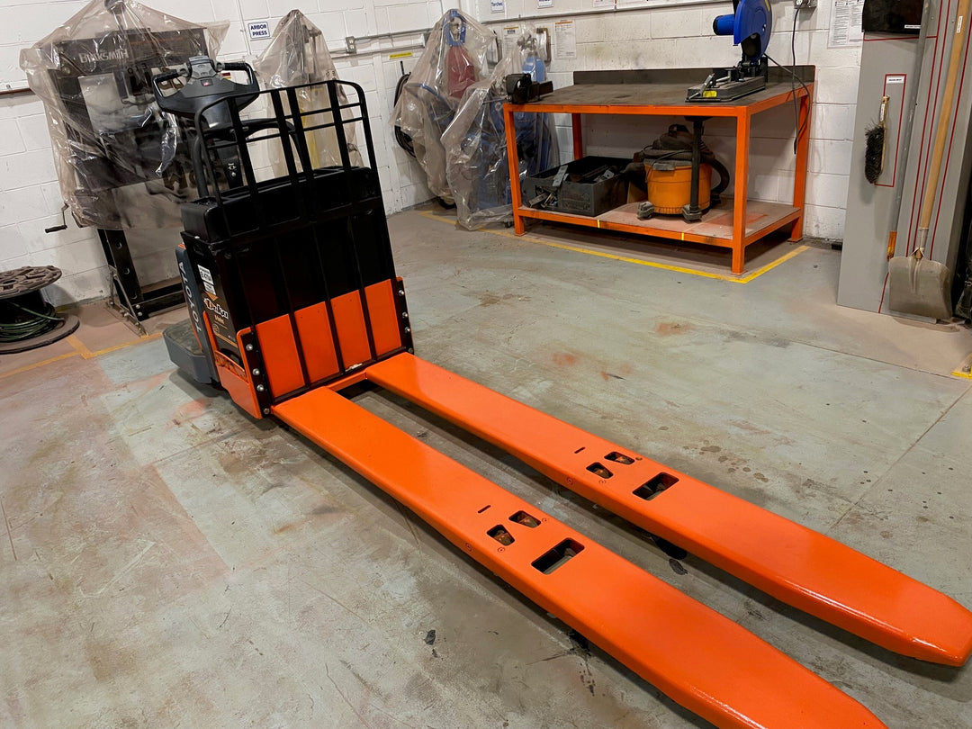 Used forklift for sale in Barrie | 2018 TOYOTA 6,000 LB Electric Walkie Rider Pallet Truck | Model: 8HBE30