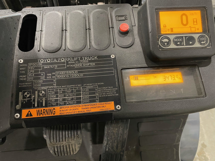 Used forklift for sale in Hamilton | 2019 TOYOTA 6,000 LB IC Cushion Forklift | Model: 8FGCU30