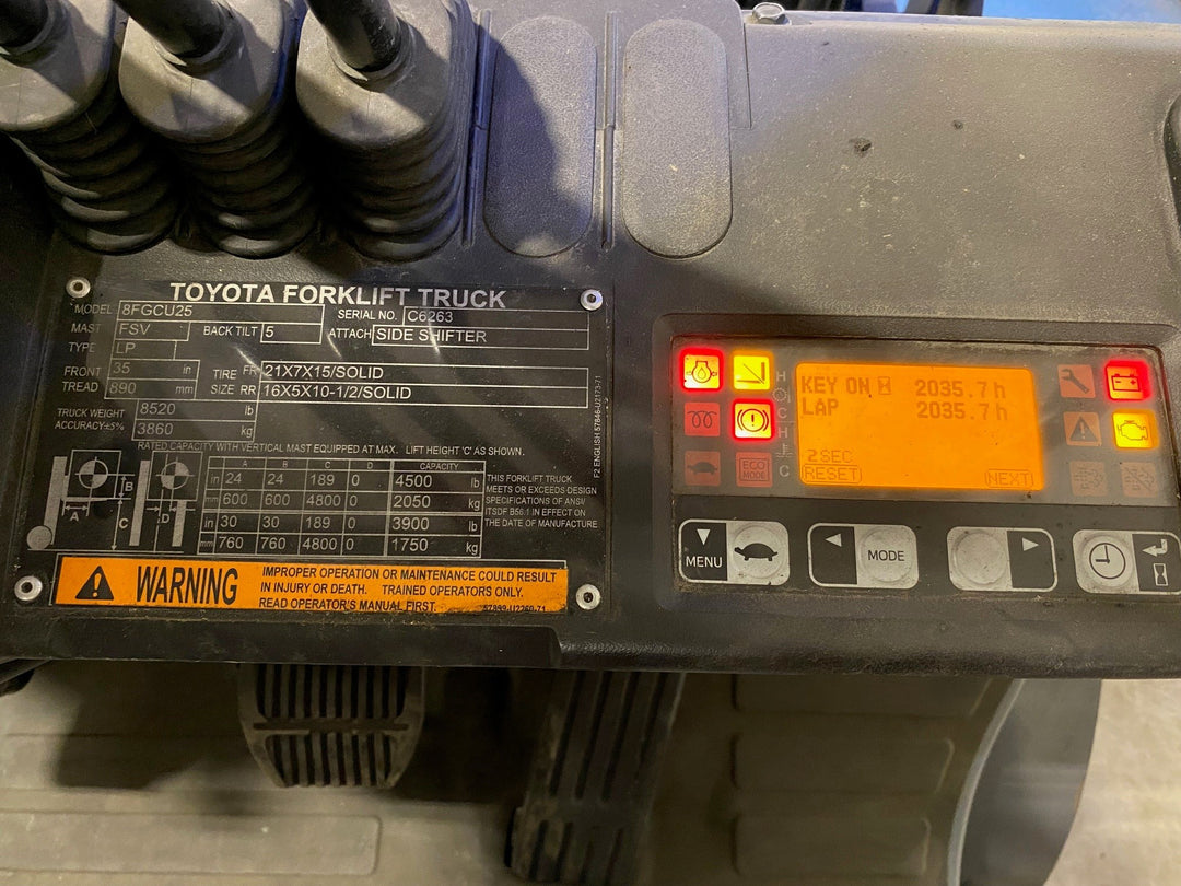 Used forklift for sale in Ajax | 2021 TOYOTA 5,000 LB IC Cushion Forklift | Model: 8FGCU25