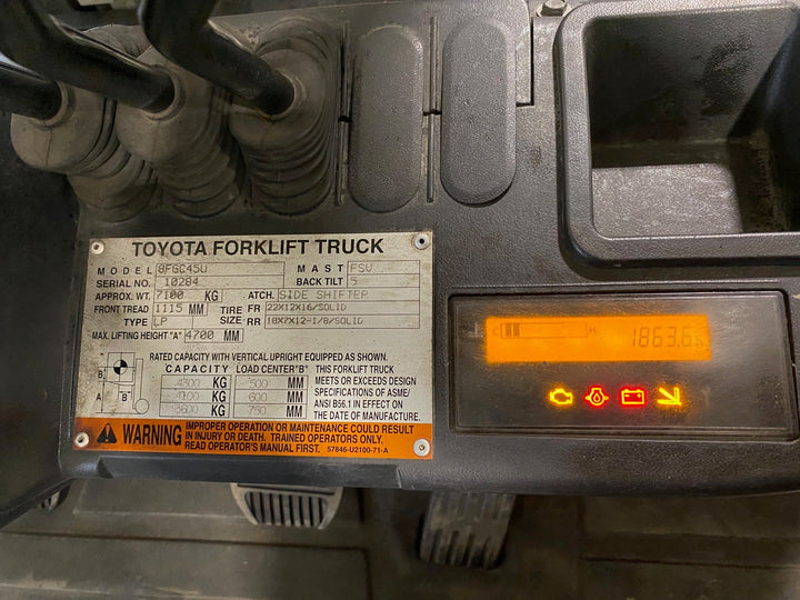 Used forklift for sale in Ajax | 2014 TOYOTA 10,000 LB IC Cushion Forklift | Model: 8FGC45U