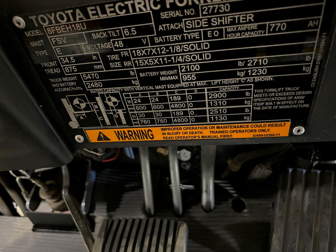 Used forklift for sale in Kitchener | 2022 TOYOTA 3,500 LB 3-Wheel Electric Forklift Longbox | Model: 8FBEH18U