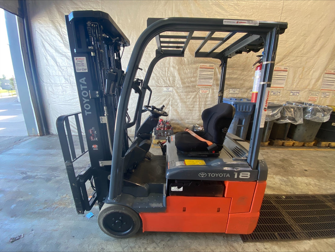 Used forklift for sale in Barrie | 2021 TOYOTA 3,500 LB 3-Wheel Electric Forklift | Model: 8FBE18U