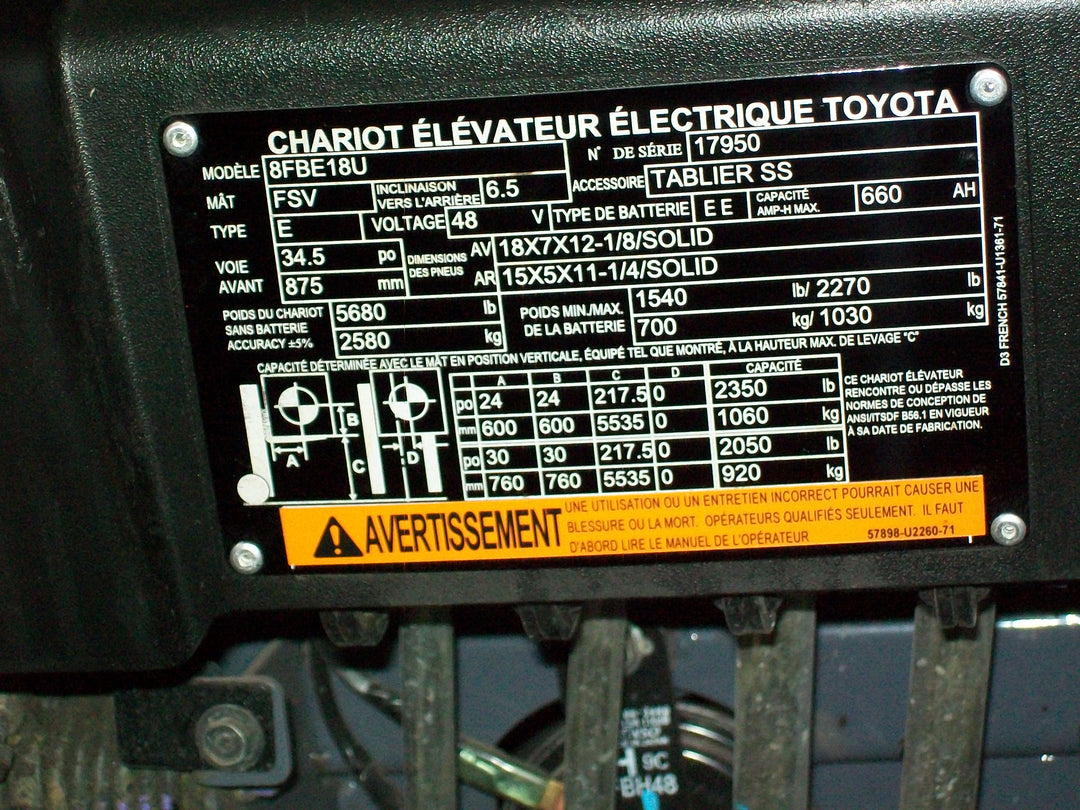 Used forklift for sale in Boucherville | 2019 TOYOTA 3,500 LB 3-Wheel Electric Forklift | Model: 8FBE18U