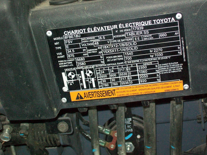 Used forklift for sale in Boucherville | 2019 TOYOTA 3,500 LB 3-Wheel Electric Forklift | Model: 8FBE18U
