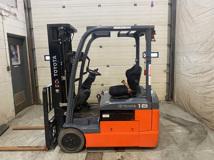 Used forklift for sale in Barrie | 2021 TOYOTA 3,500 LB 3-Wheel Electric Forklift | Model: 8FBE18U