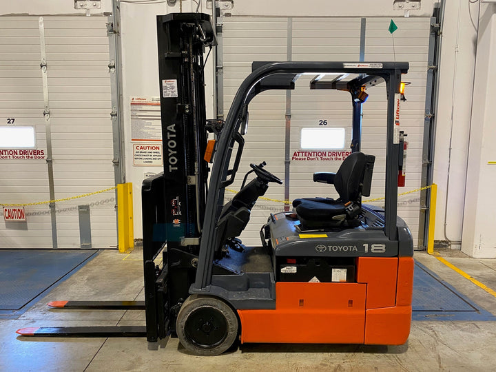 Used forklift for sale in Ajax | 2016 TOYOTA 3500 LB 3-Wheel Electric Forklift | Model: 8FBE18U