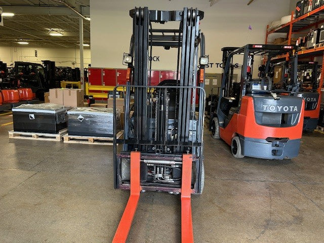 Used forklift for sale in Toronto | 2021 TOYOTA 4000 LB 3-Wheel Electric Forklift | Model: 8FBE20U