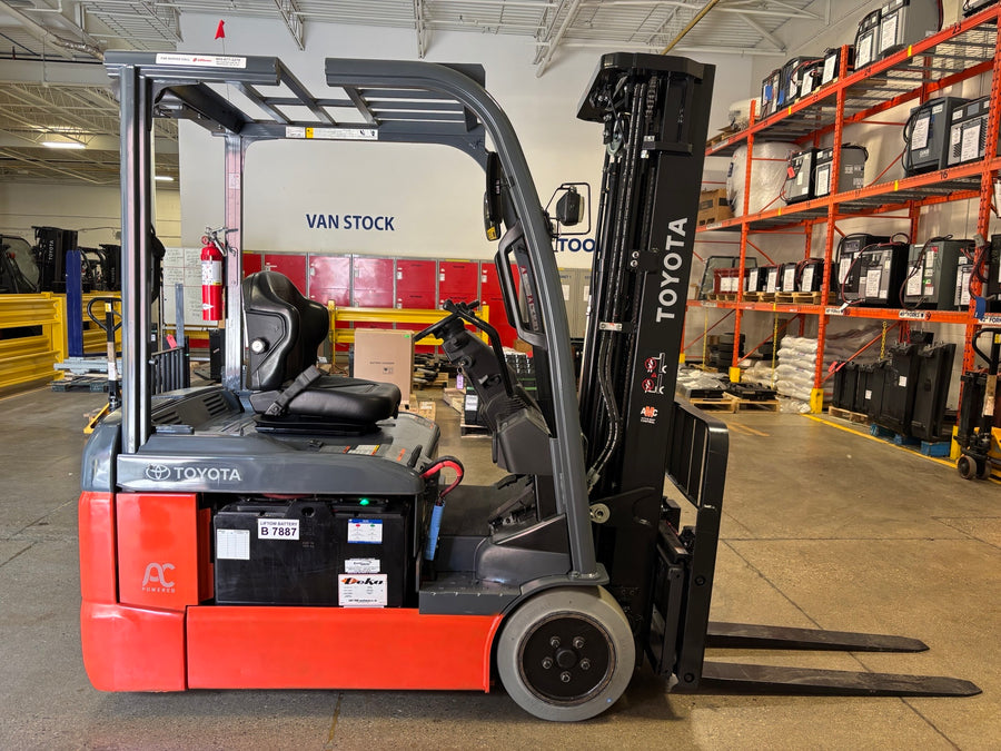 Used forklift for sale in Toronto | 2020 TOYOTA 4000 LB 3-Wheel Electric Forklift | Model: 8FBE20U