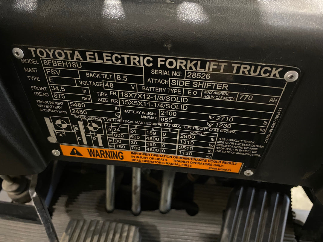 Used forklift for sale in Kitchener | 2023 TOYOTA 3,500 LB 3-Wheel Electric Forklift Longbox | Model: 8FBEH18U