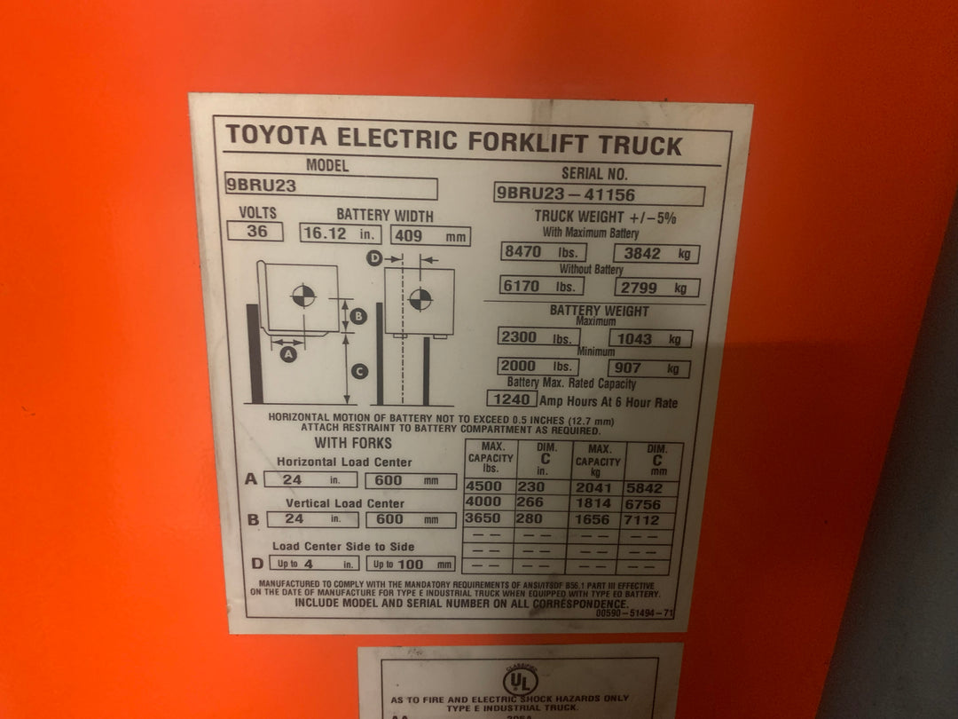 Used forklift for sale in Toronto | 2020 TOYOTA 4,500 LB Electric Reach Truck | Model: 9BR233M280