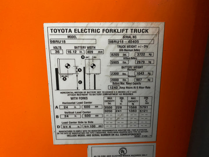 Used forklift for sale in Kitchener | 2019 TOYOTA 3,500 LB Electric Reach Truck | Model: 9BR183M241