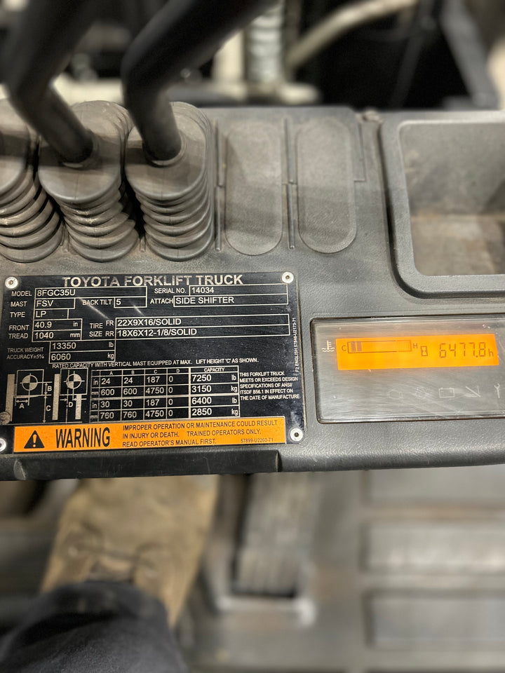 Used forklift for sale in Vaughan | 2019 TOYOTA 8,000 LB IC Cushion Forklift | Model: 8FGC35U