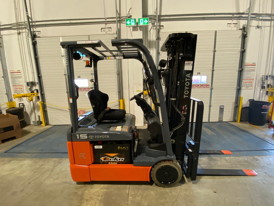 Used forklift for sale in Vaughan | 2021 TOYOTA 3,000 LB 3-Wheel Electric Forklift | Model: 8FBE15U