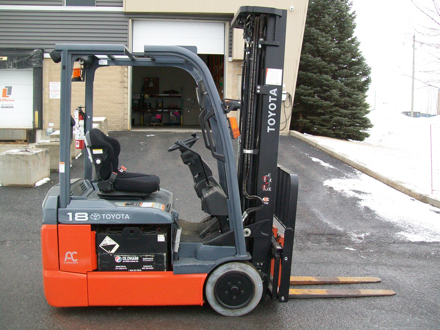 Used forklift for sale in Boucherville | 2019 TOYOTA 3,500 LB 3-Wheel Electric Forklift | Model: 8FBE18U