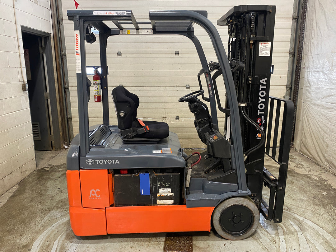Used forklift for sale in Barrie | 2021 TOYOTA 4,000 LB 3-Wheel Electric Forklift | Model: 8FBE20U