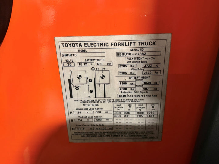 Used forklift for sale in Vaughan | 2017 TOYOTA 3,500 LB Electric Reach Truck | Model: 9BR183M241