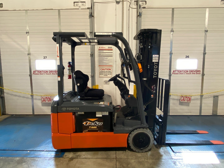 Used forklift for sale in Ajax | 2021 TOYOTA 4000 LB 3-Wheel Electric Forklift | Model: 8FBE20U