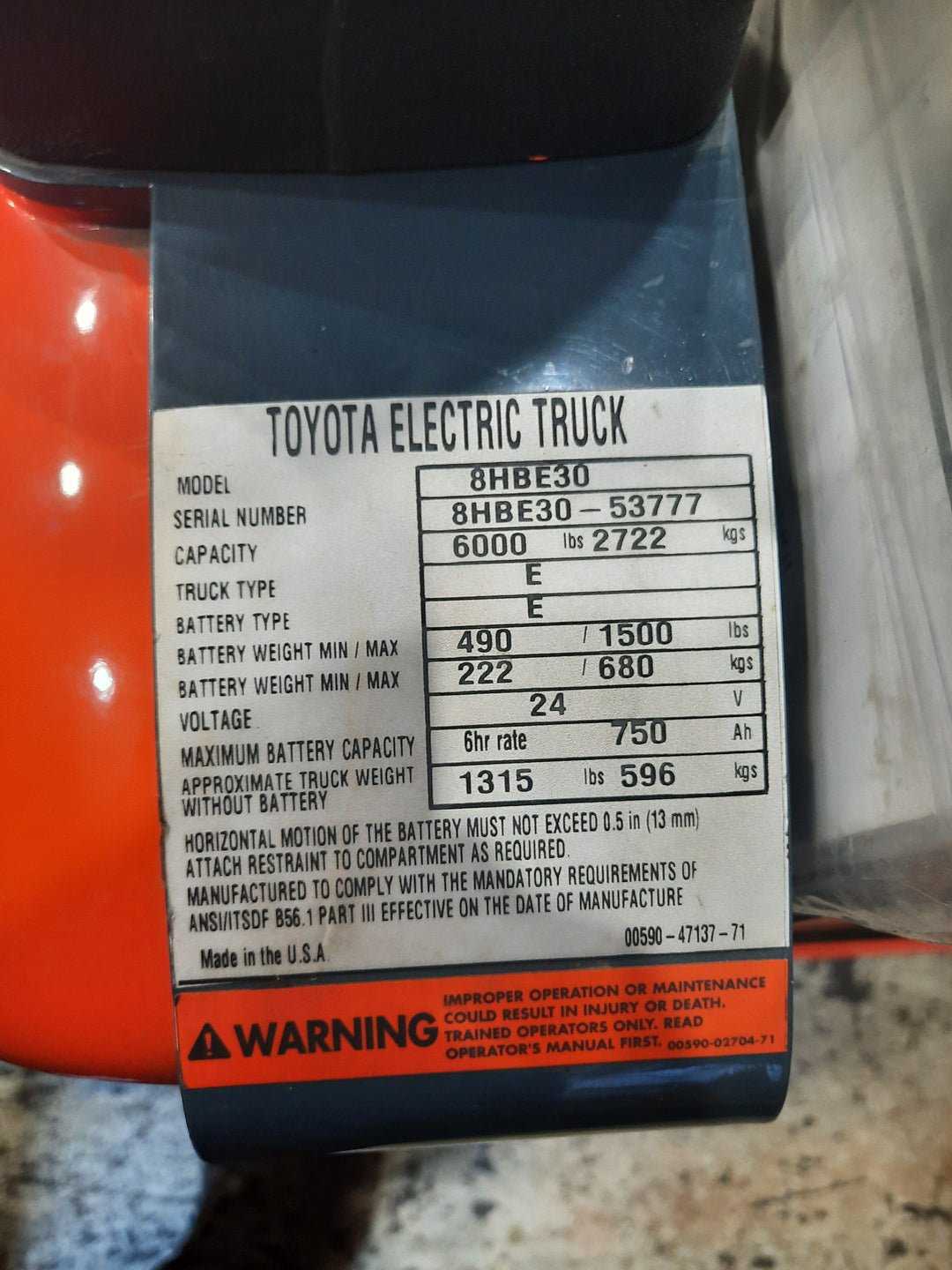 Used forklift for sale in Quebec | 2022 TOYOTA 6000 LB Electric Walkie Rider Pallet Truck | Model: 8HBE30