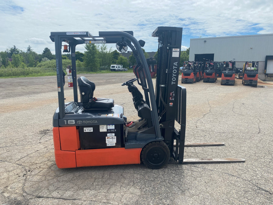 Used forklift for sale in Kitchener | 2021 TOYOTA 3,500 LB 3-Wheel Electric Forklift Longbox | Model: 8FBEH18U
