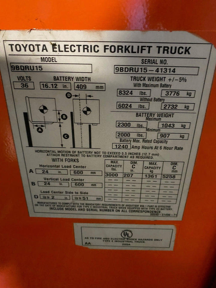 Used forklift for sale in Ajax | 2020 TOYOTA 3,000 LB Electric Double Reach Truck | Model: 9BD153M207