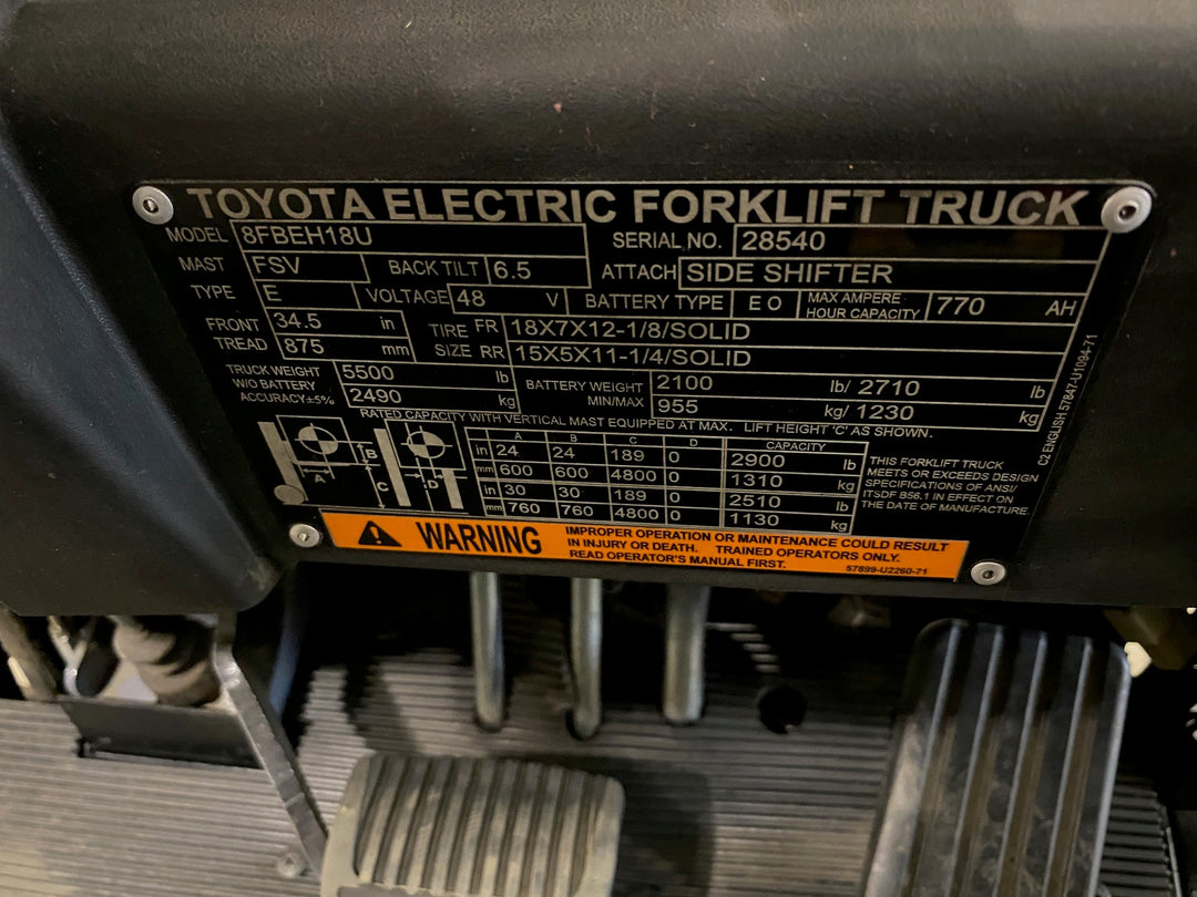 Used forklift for sale in Kitchener | 2023 TOYOTA 3,500 LB 3-Wheel Electric Forklift Longbox | Model: 8FBEH18U