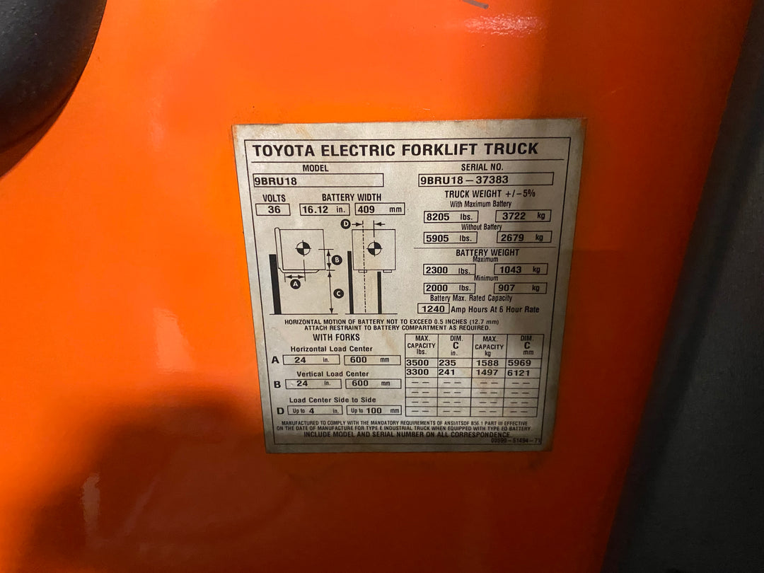 Used forklift for sale in Vaughan | 2017 TOYOTA 3,500 LB Electric Reach Truck | Model: 9BR183M241