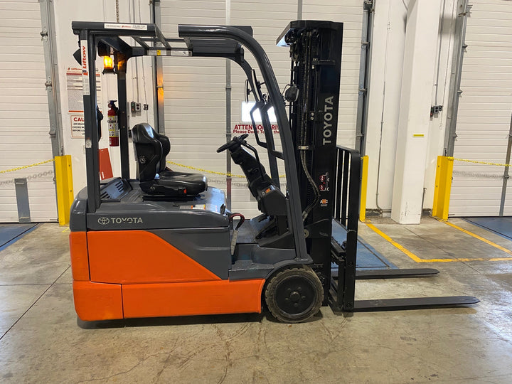 Used forklift for sale in Ajax | 2021 TOYOTA 4000 LB 3-Wheel Electric Forklift | Model: 8FBE20U