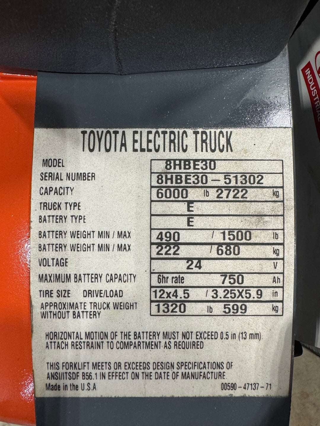 Used forklift for sale in Vaughan | 2020 TOYOTA 6,000 LB Electric Walkie Rider Pallet Truck | Model: 8HBE30