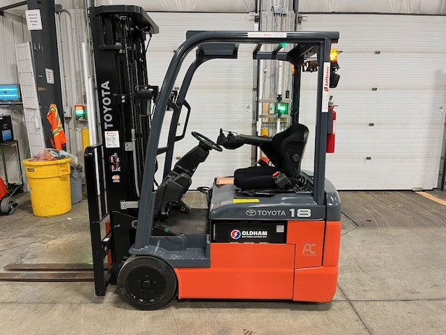 Used forklift for sale in London | 2022 TOYOTA 3,500 LB 3-Wheel Electric Forklift | Model: 8FBE18U