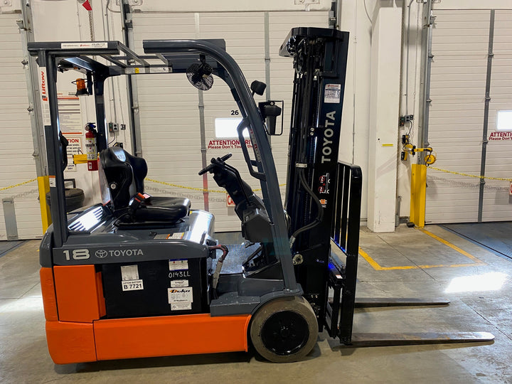 Used forklift for sale in Kitchener | 2023 TOYOTA 3,500 LB 3-Wheel Electric Forklift Longbox | Model: 8FBEH18U