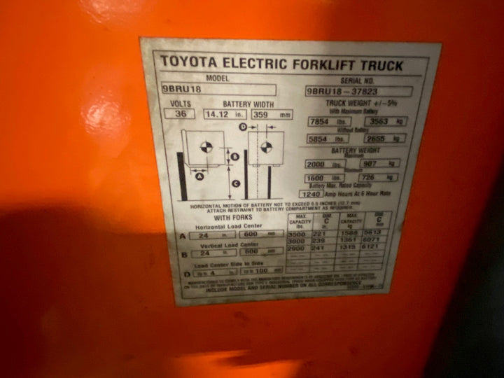 Used forklift for sale in Ajax | 2017 TOYOTA 3,500 LB Electric Reach Truck | Model: 9BR183S241