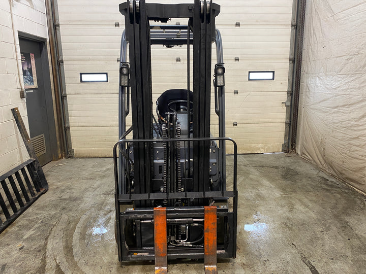 Used forklift for sale in Barrie | 2021 TOYOTA 3,500 LB 3-Wheel Electric Forklift | Model: 8FBE18U