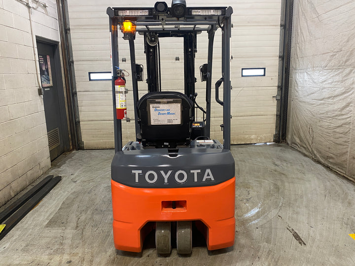 Used forklift for sale in Barrie | 2021 TOYOTA 3,500 LB 3-Wheel Electric Forklift | Model: 8FBE18U