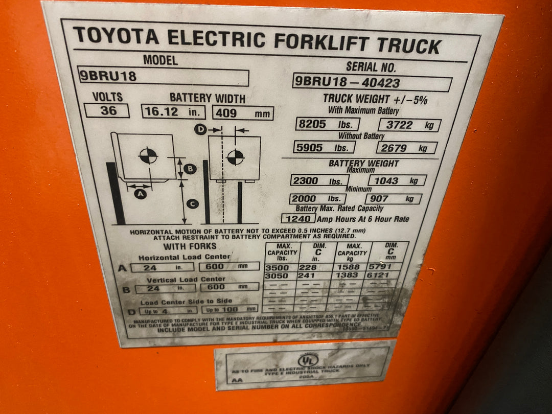 Used forklift for sale in Hamilton | 2019 TOYOTA 3,500 LB Electric Reach Truck | Model: 9BR183M241