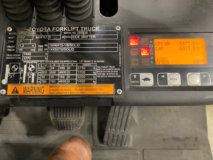 Used forklift for sale in Hamilton | 2020 TOYOTA 4,000 LB IC Cushion Forklift | Model: 8FGCSU20