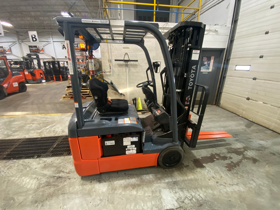 Used forklift for sale in Barrie | 2021 TOYOTA 3,500 LB 3-Wheel Electric Forklift | Model: 8FBE18U