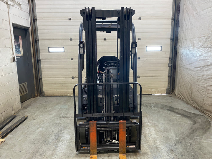 Used forklift for sale in Barrie | 2021 TOYOTA 3,500 LB 3-Wheel Electric Forklift | Model: 8FBE18U