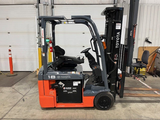 Used forklift for sale in London | 2019 TOYOTA 3,500 LB 3-Wheel Electric Forklift | Model: 8FBE18U