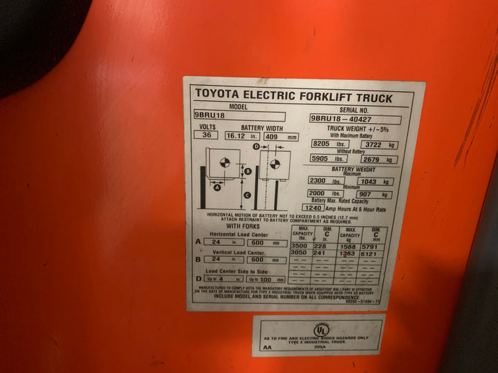 Used forklift for sale in Toronto | 2019 TOYOTA 3,500 LB Electric Reach Truck | Model: 9BR183M241