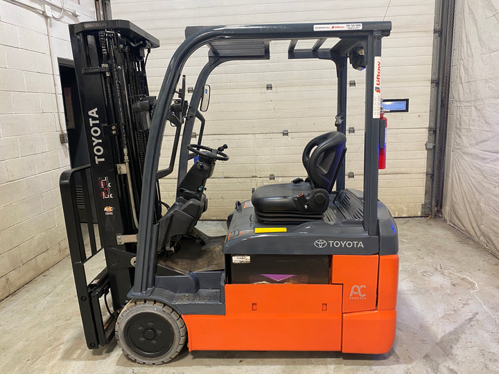 Used forklift for sale in Barrie | 2021 TOYOTA 4,000 LB 3-Wheel Electric Forklift | Model: 8FBE20U