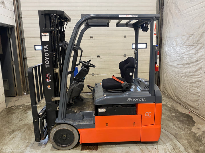Used forklift for sale in Barrie | 2021 TOYOTA 4,000 LB 3-Wheel Electric Forklift | Model: 8FBE20U