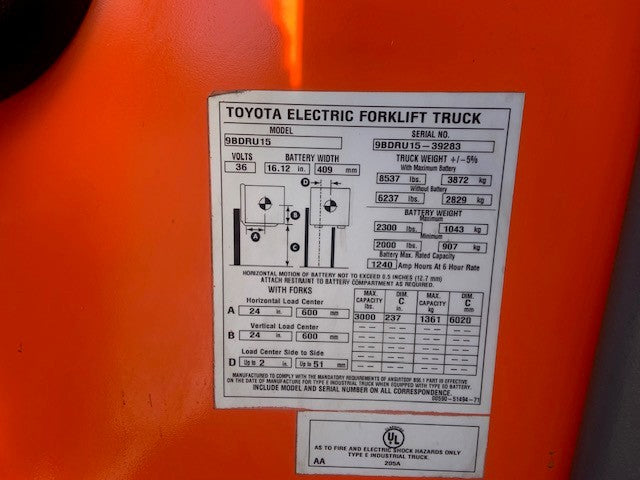 Used forklift for sale in Boucherville | 2019 TOYOTA 3,000 LB Electric Double Reach Truck | Model: 9BD153M237