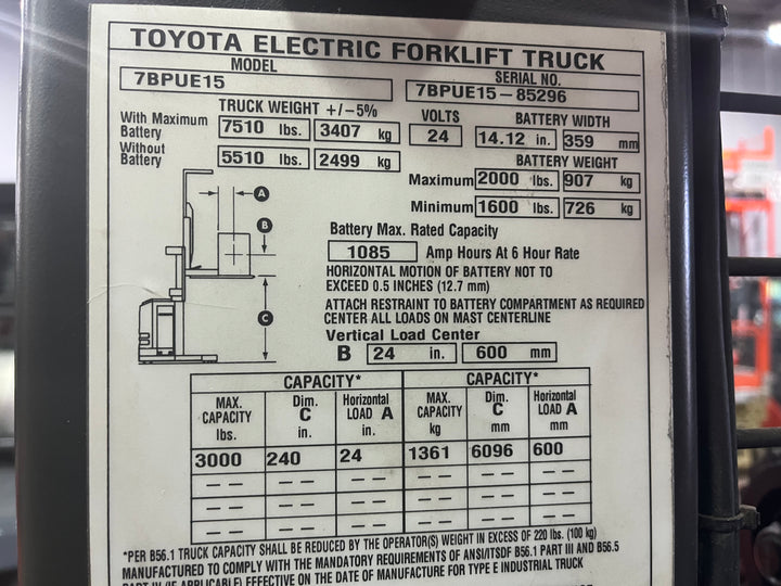 Used forklift for sale in Ottawa | 2018 TOYOTA 3000 LB Electric Order Picker | Model: 7BPUE15240