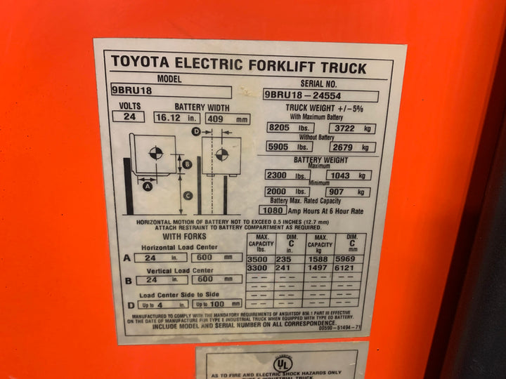 Used forklift for sale in Toronto | 2019 TOYOTA 3500 LB Electric Reach Truck | Model: 9BR182M241