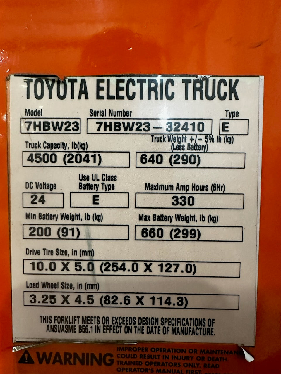 Used forklift for sale in Vermont | 2008 Toyota Toyota Electric Pallet jack . <div>We have more of this model and the current Model available. </div> | Model: 7HBW23