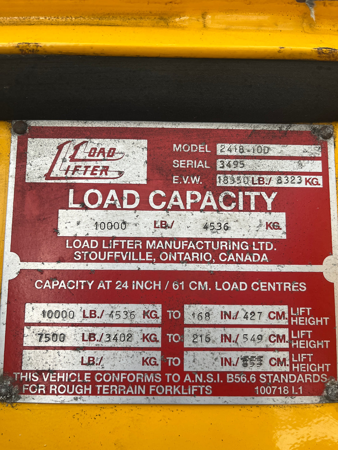 Used forklift for sale in Lachine | 2013 LOADLIFTER 10,000 LB Diesel Rough Terrain | Model: 2418-10D